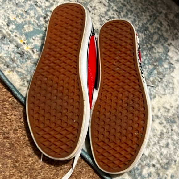 Red White and Black Off The Wall Vans Sneakers - Picture 2 of 4
